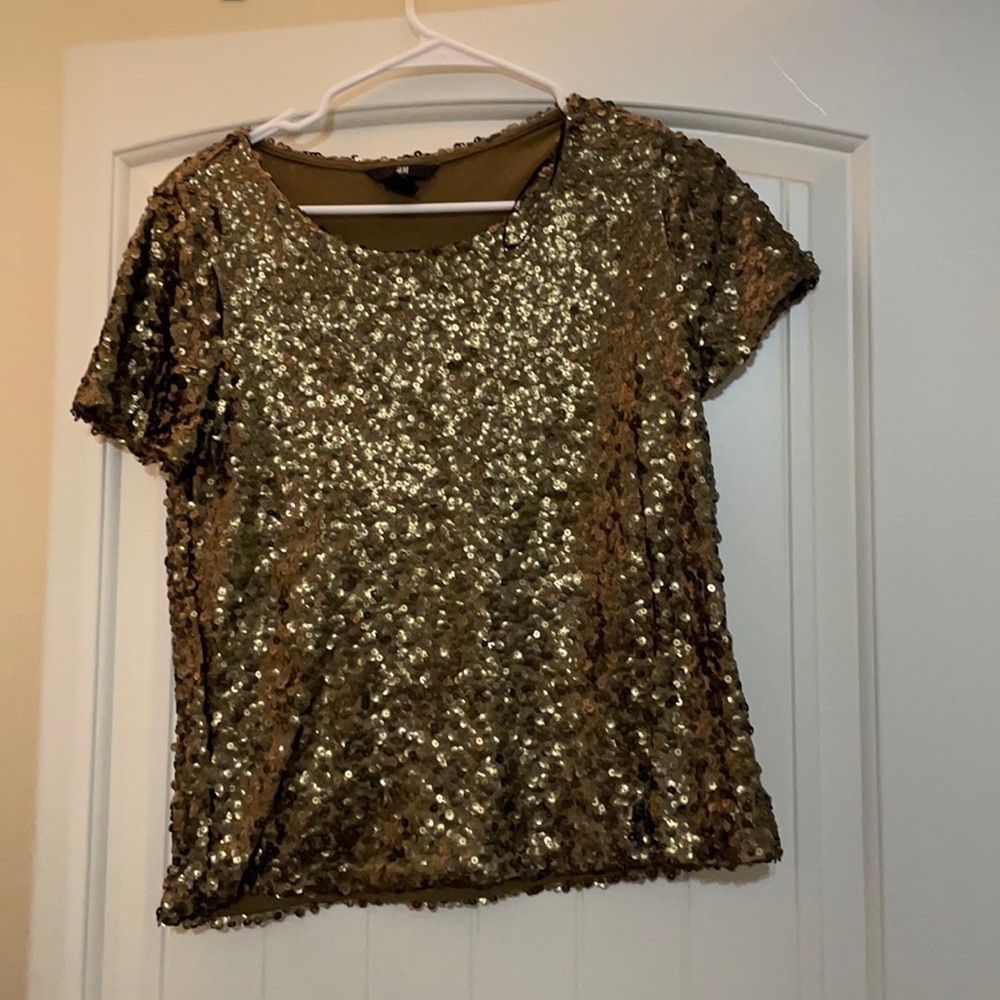 H&M gold sequin blouse